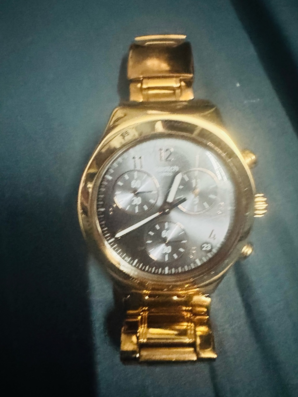 Swatch irony rose Gold-Tone Chronograph Watch with Black Dial
